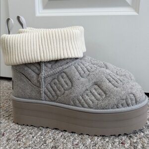 Gray Platform UGG Knit Boots